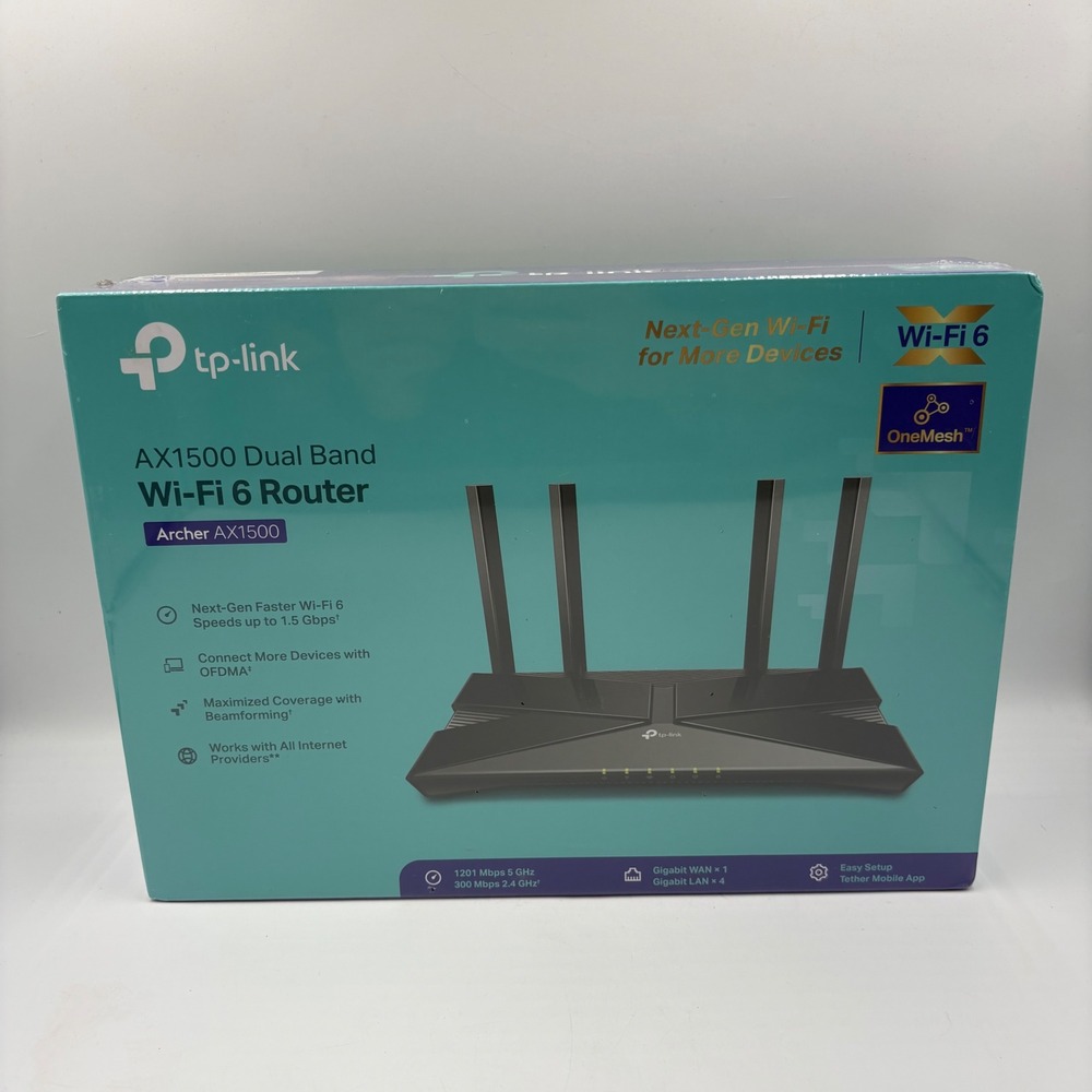 TP-Link Archer AX1500 Wi-Fi 6 Router Dual Band Black New Sealed 1.5 Gbps